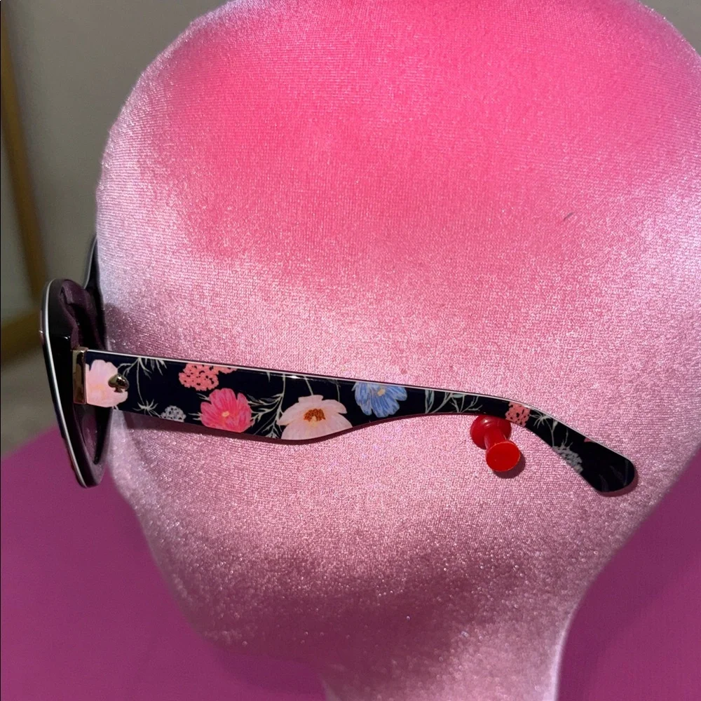 Kate Spade Black Floral Cat-Eye Sunglasses with Pink Accents - Picture 7 of 8